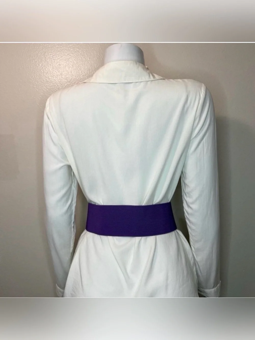Purple statement satin flower wide elastic waistband belt